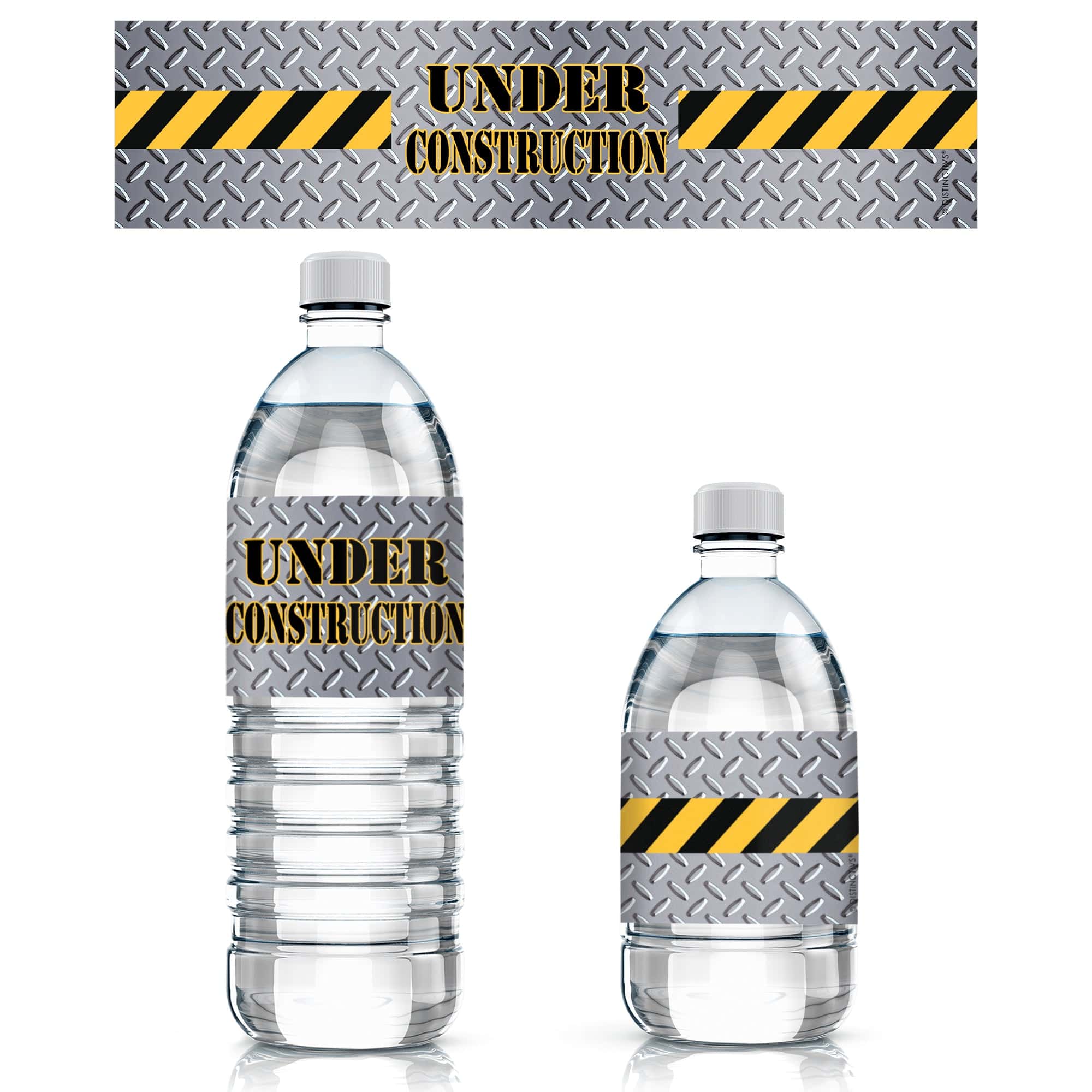 Under Construction Party Water Bottle Labels - 24 Stickers